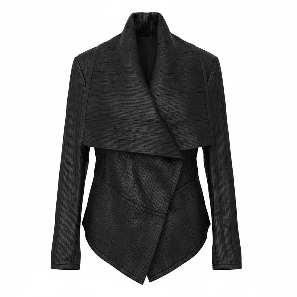 VINTAGE Y2K The Fillmore Textured Leather WRAP SHAWL COLLAR Jacket SZ XS